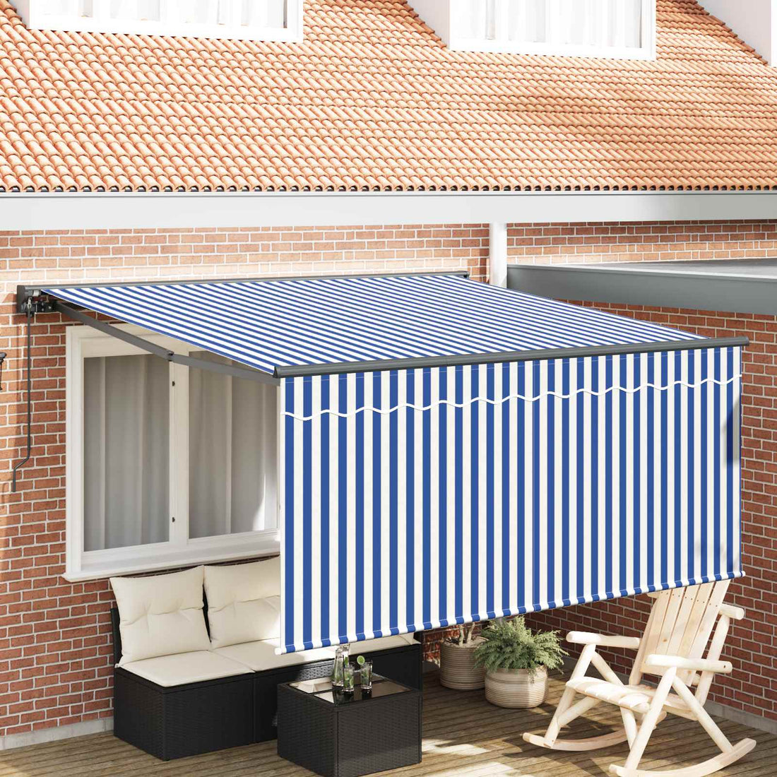 vidaXL Toldo retráctil Azul y 300 x 250 cm Poliéster y Aluminio