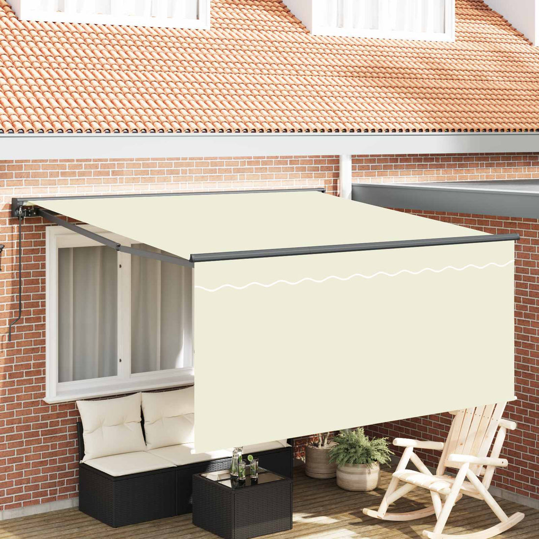 vidaXL Toldo retráctil Crema 300 x 250 cm Poliéster y Aluminio