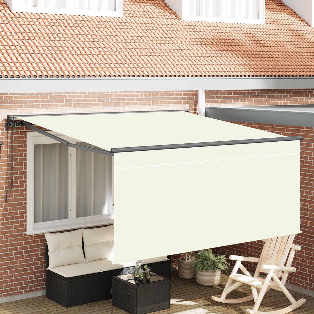 vidaXL Toldo retráctil Crema 300 x 250 cm Poliéster y Aluminio