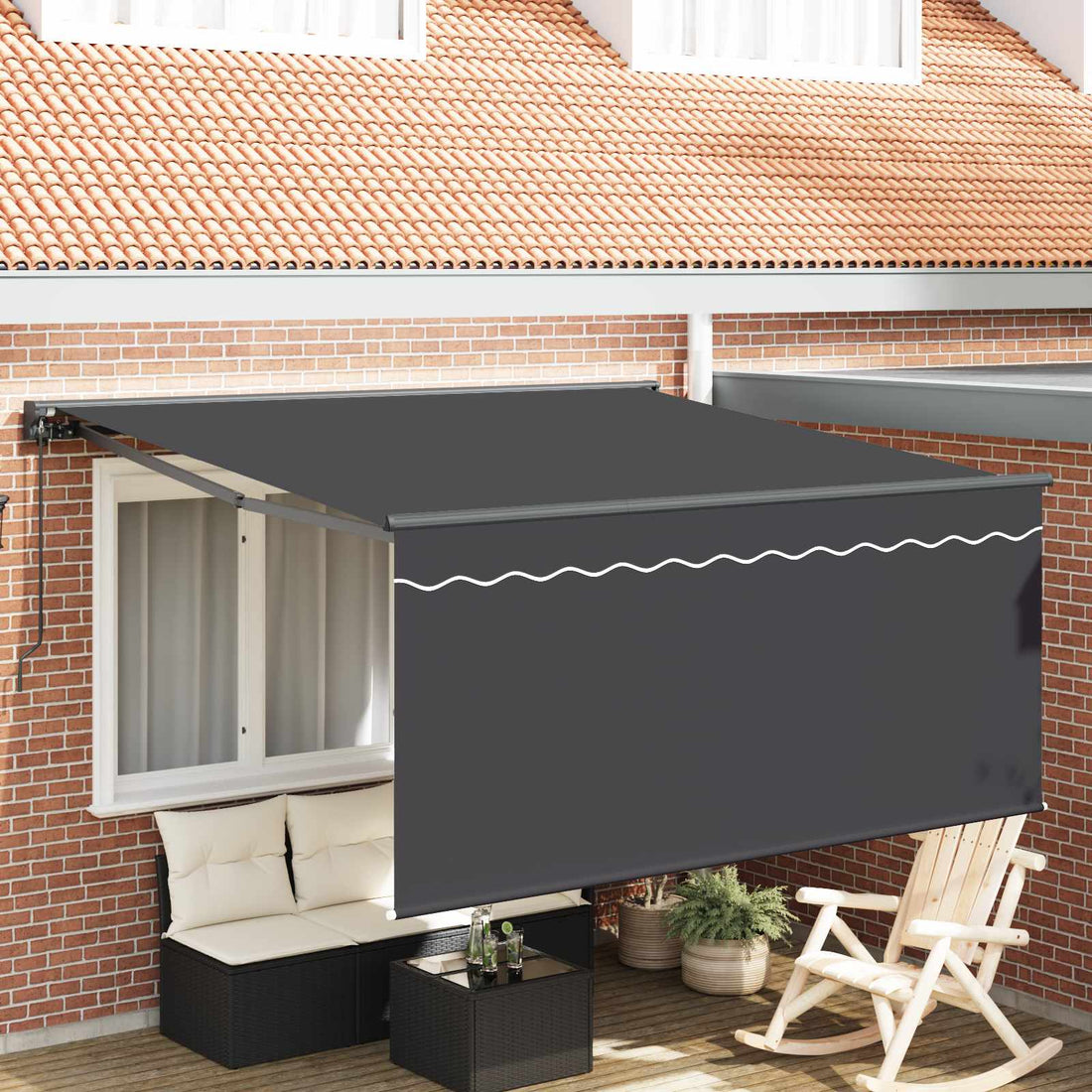 vidaXL Toldo retráctil Antracita 300 x 250 cm Poliéster y Aluminio