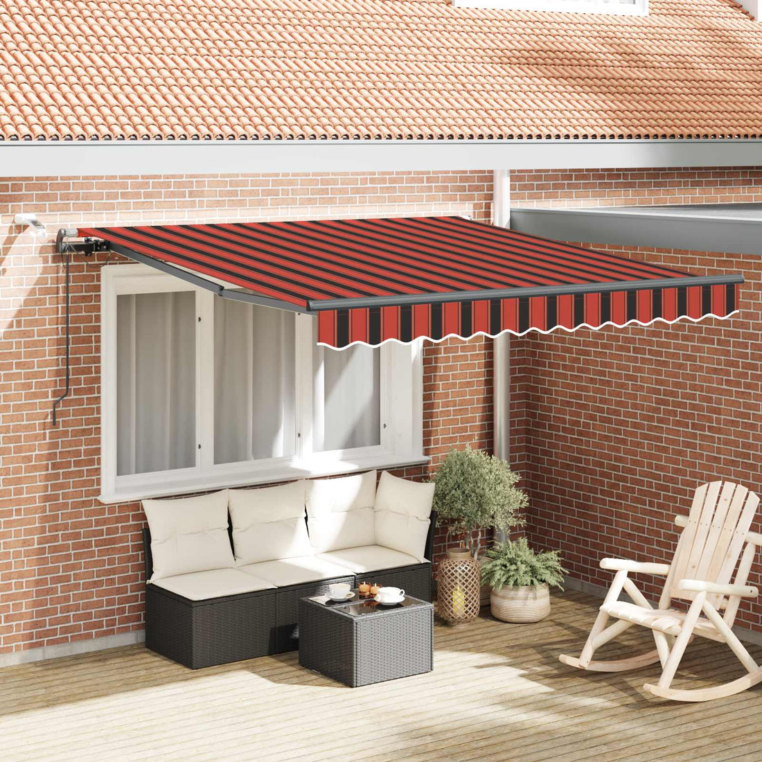 vidaXL Toldo retráctil Naranja y marrón 300 x 250 cm Poliéster
