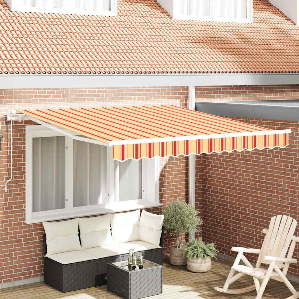 vidaXL Toldo retráctil Amarillo y Naranja 300 x 250 cm Tela y Aluminio