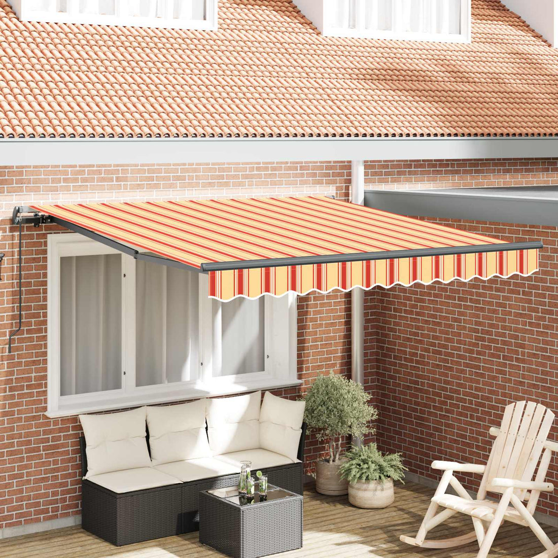 vidaXL Toldo retráctil Amarillo y Naranja 300 x 250 cm