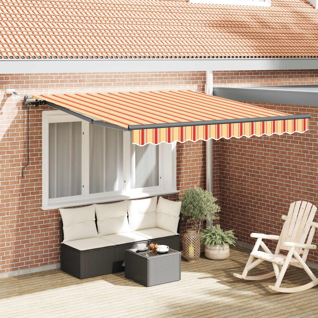 vidaXL Toldo retráctil Amarillo y Naranja 300 x 250 cm Poliéster