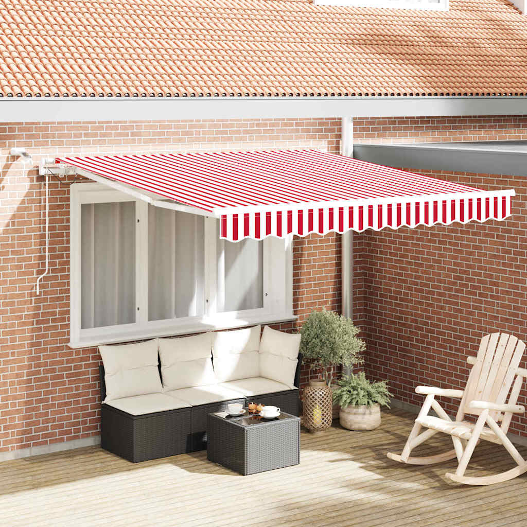 vidaXL Toldo retráctil Rojo y blanco 300 x 250 cm Poliéster