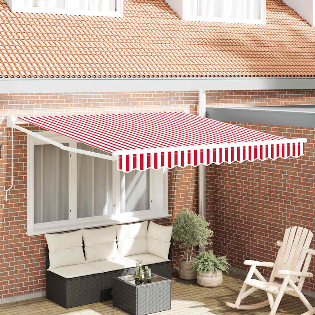 vidaXL Toldo retráctil Rojo y blanco 300 x 250 cm