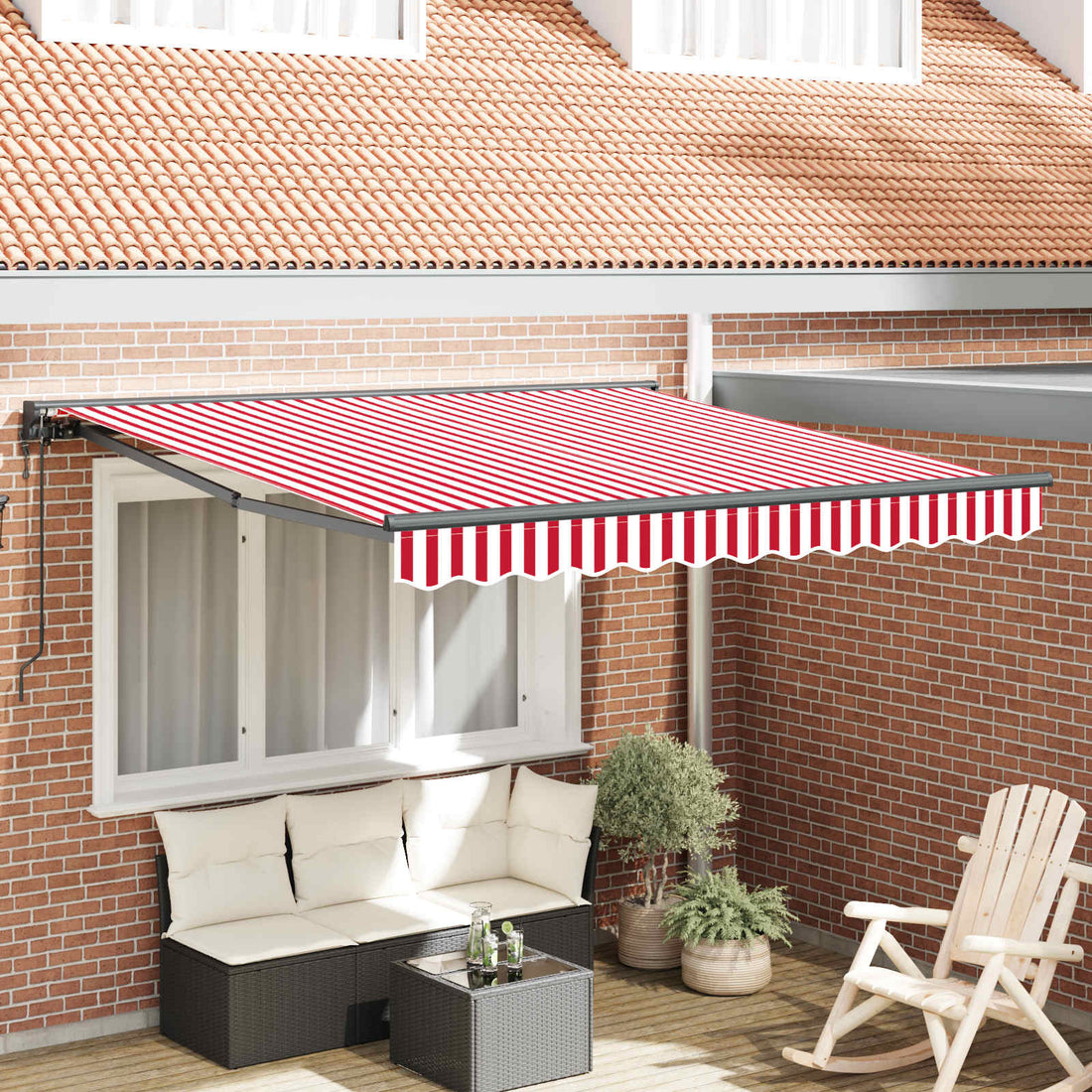 vidaXL Estructura del Toldo Rojo y blanco 300 x 250 cm