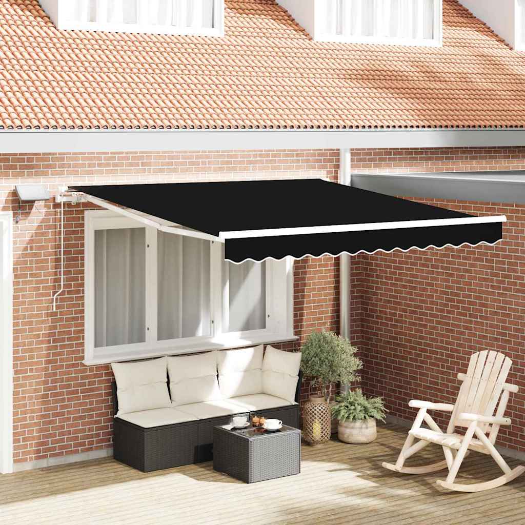 vidaXL Toldo retráctil Negro 300 x 250 cm Tela y Aluminio