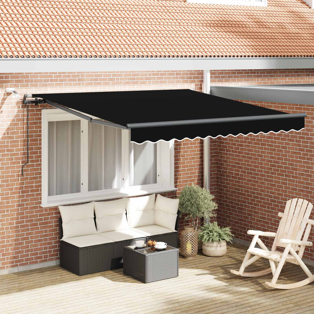 vidaXL Toldo retráctil Negro 300 x 250 cm Poliéster