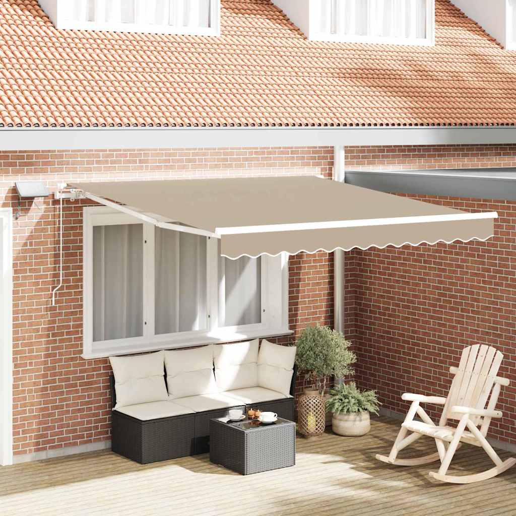 vidaXL Toldo retráctil Beige 300 x 250 cm Tela y Aluminio