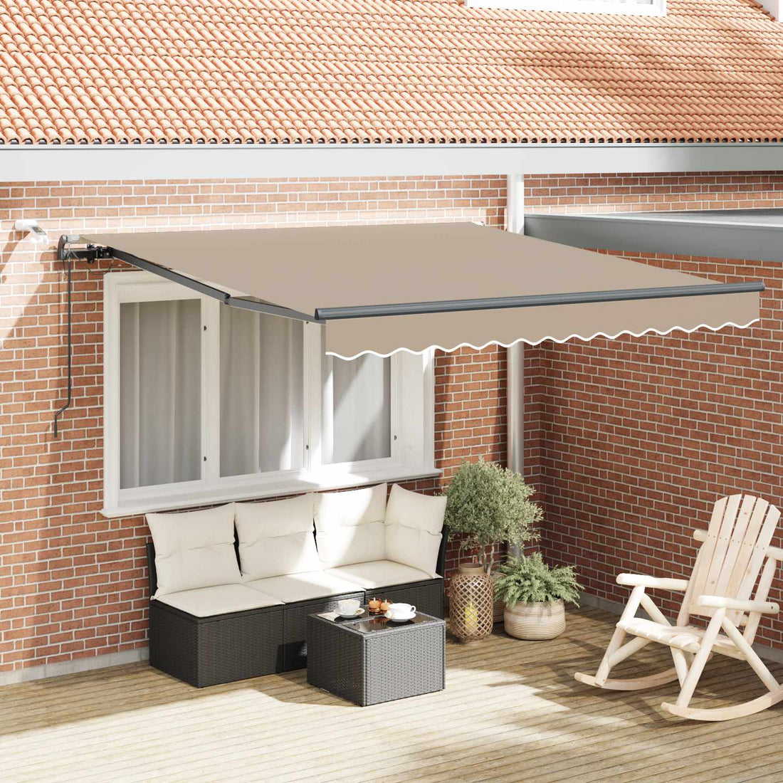 vidaXL Toldo retráctil Beige 300 x 250 cm Poliéster