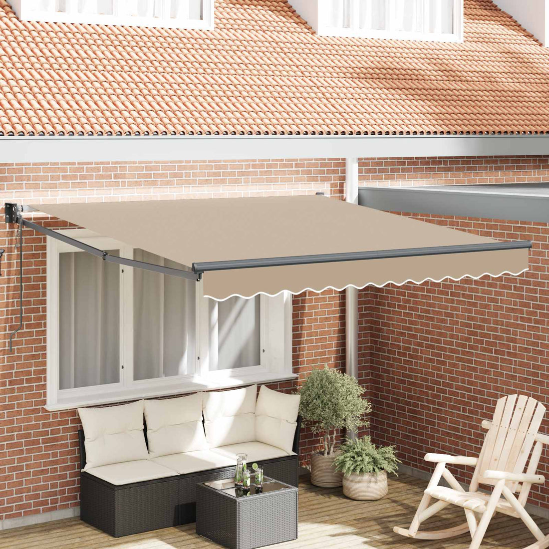 vidaXL Toldo retráctil Beige 300 x 250 x 165 cm Poliéster y metal