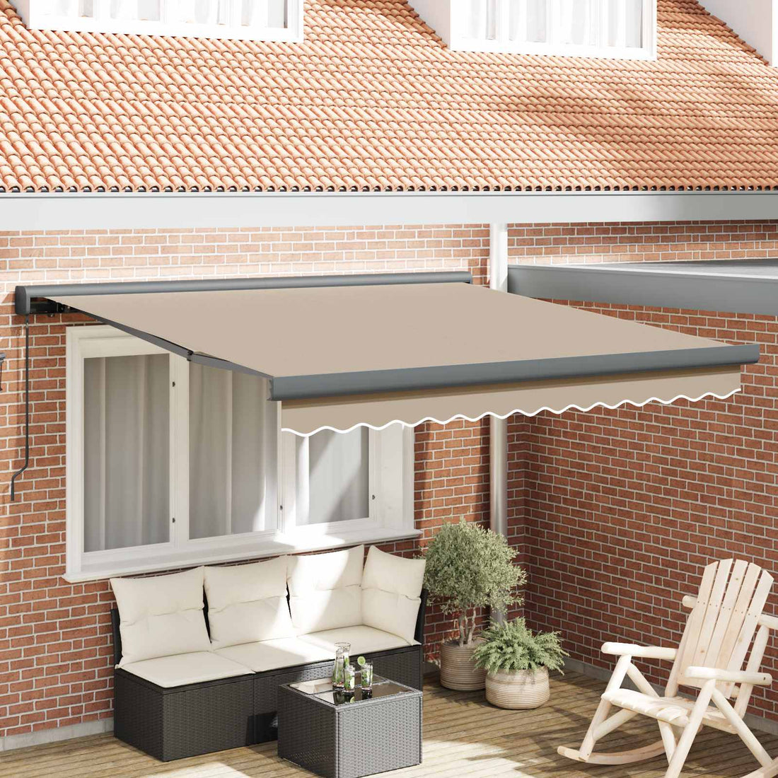 vidaXL Toldo retráctil Beige 300 x 250 cm Lona y Aluminio
