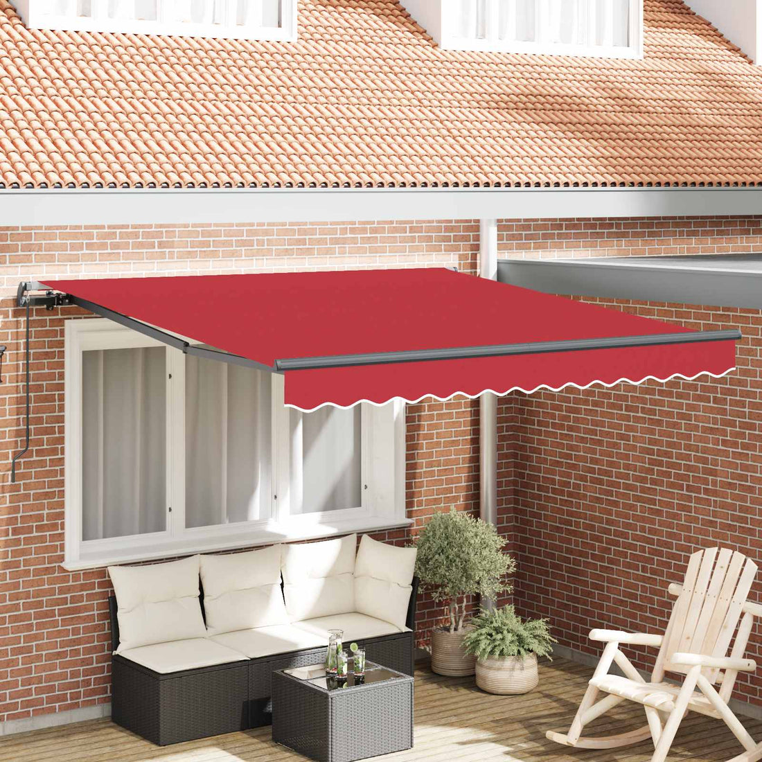 vidaXL Toldo retráctil Rojo 300 x 250 cm Poliéster y Aluminio