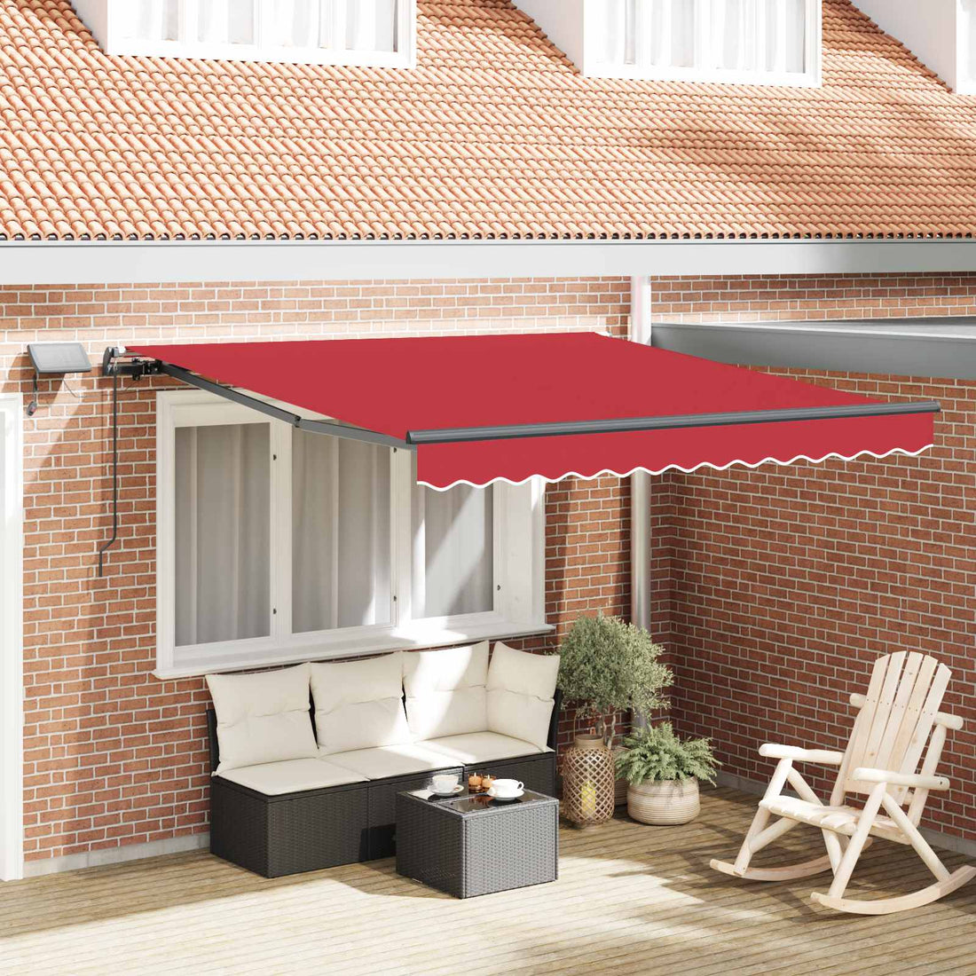 vidaXL Toldo retráctil Rojo 300 x 250 cm Tela y Aluminio