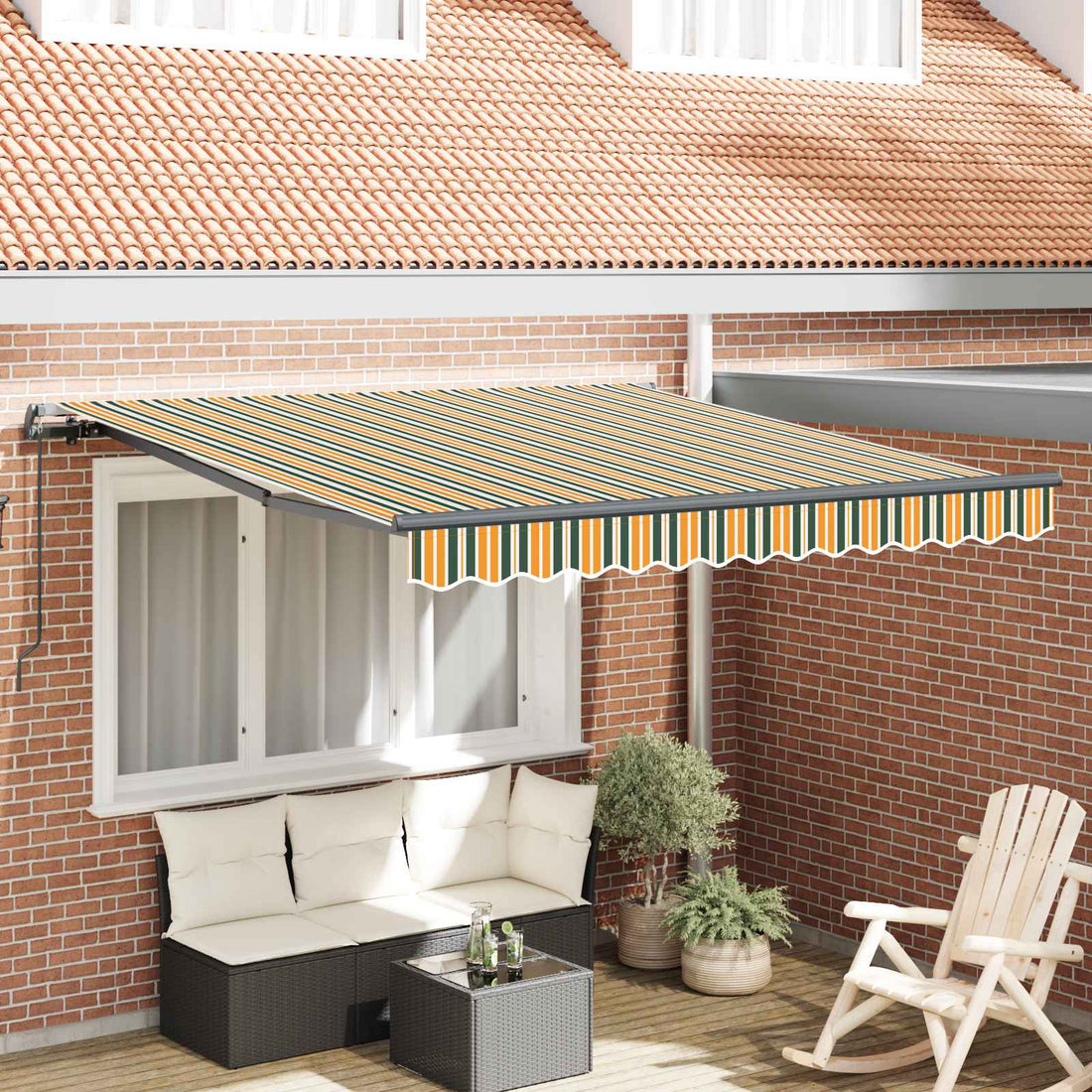 vidaXL Toldo retráctil Verde y amarillo 300 x 250 cm