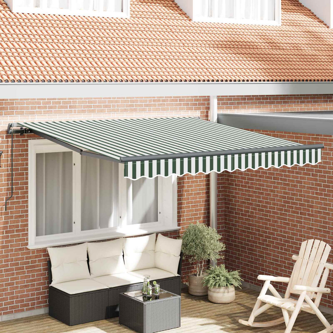 vidaXL Toldo retráctil Verde y blanco 300 x 250 cm