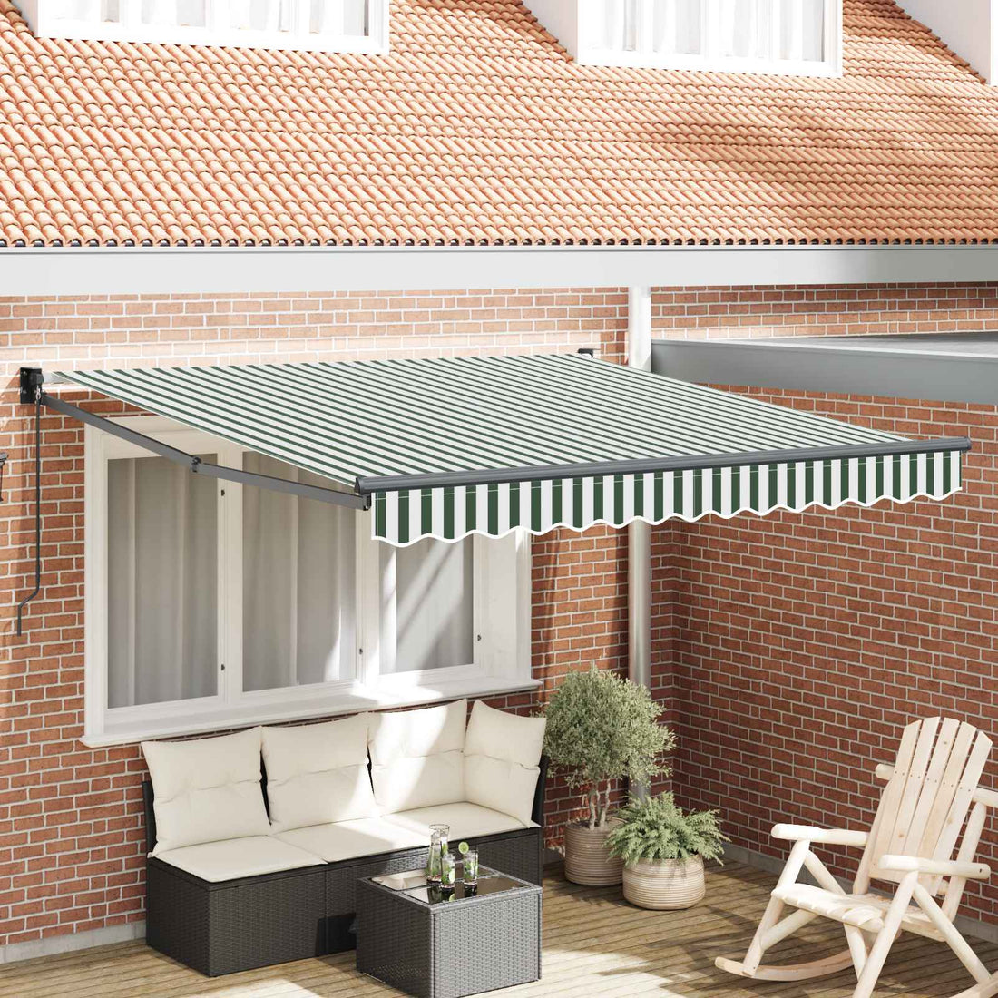 vidaXL Toldo retráctil Verde y blanco 300 x 250 x 165 cm