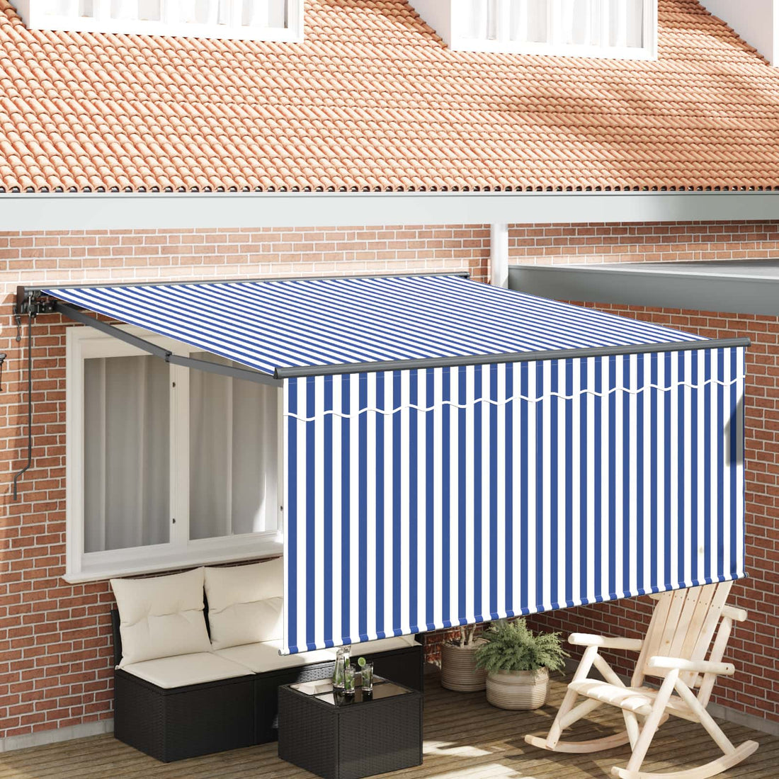 vidaXL Toldo retráctil Azul y 350 x 250 cm Poliéster y Aluminio