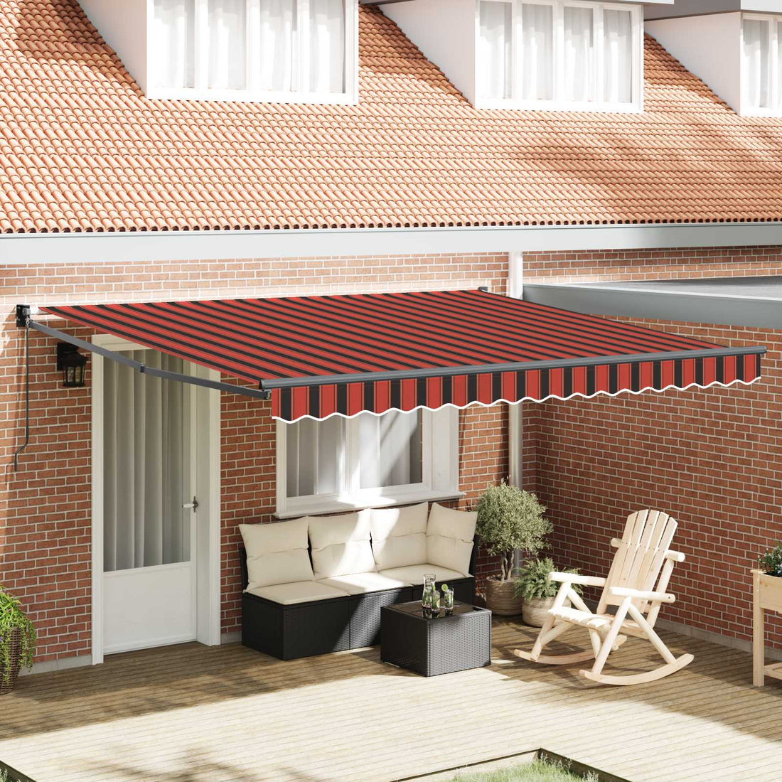 vidaXL Toldo retráctil Naranja y marrón 350 x 250 cm Tela y Aluminio
