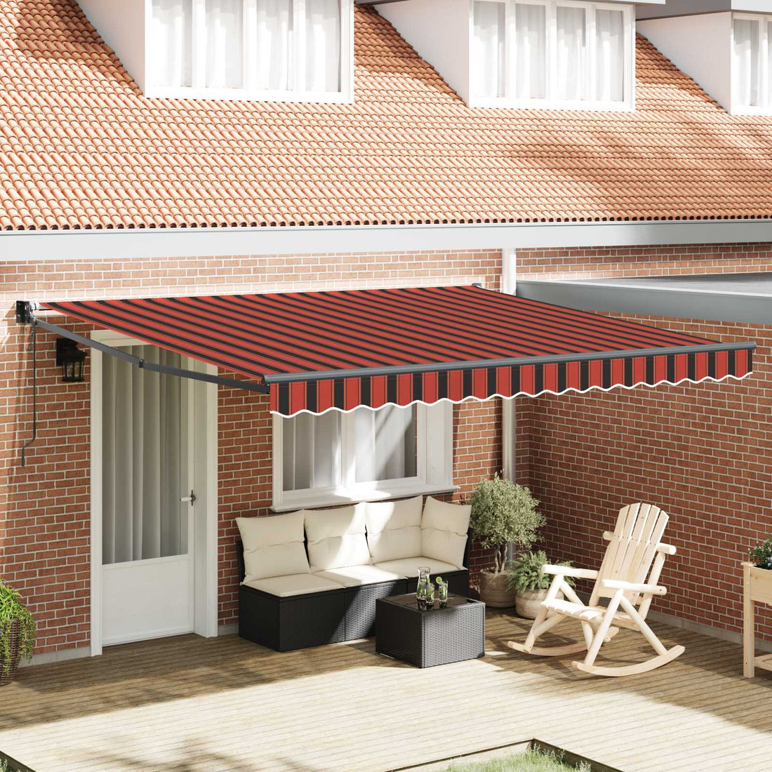 vidaXL Toldo retráctil Naranja y Marrón 350 x 250 cm Poliéster