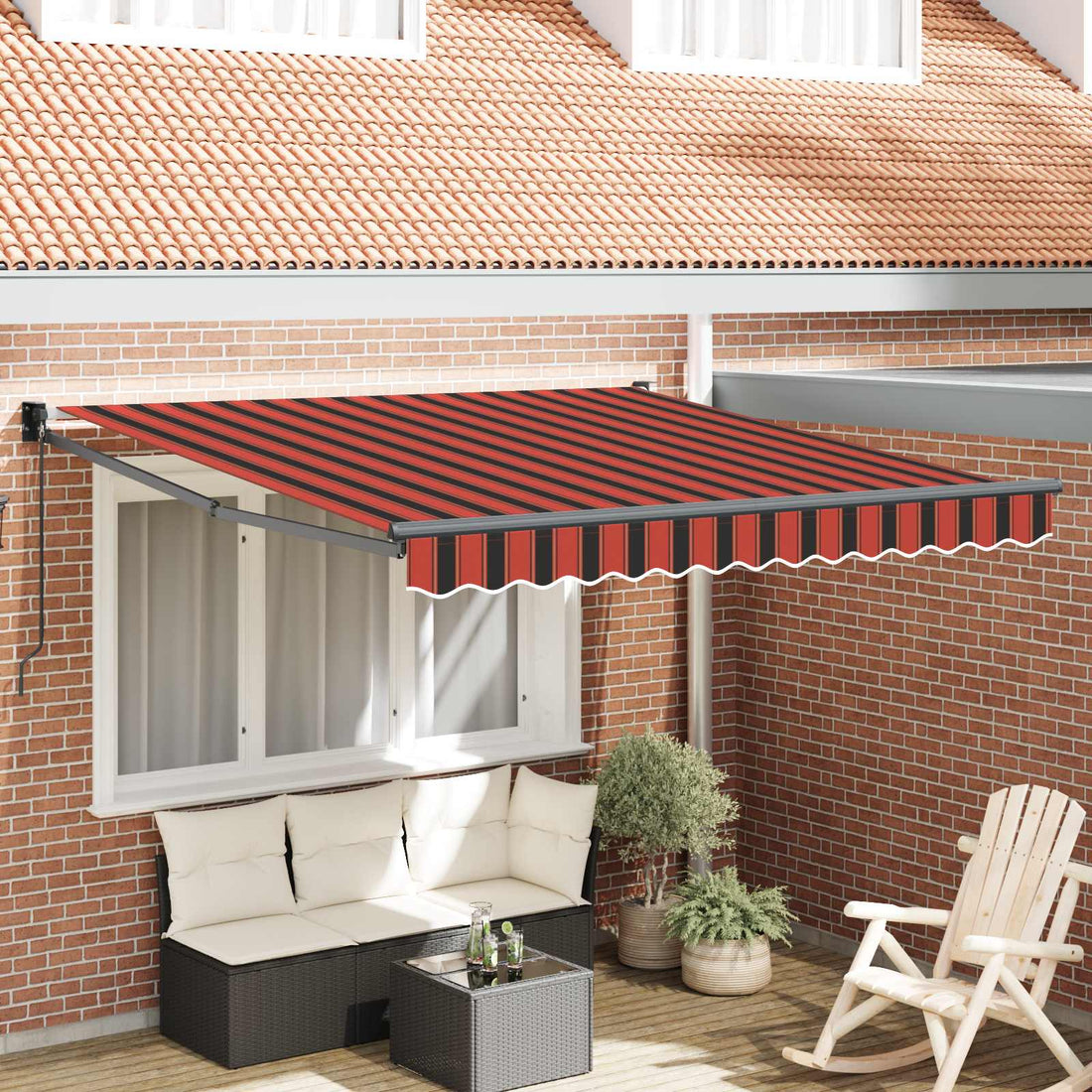 vidaXL Toldo retráctil Rojo y Negro 350 x 250 x 165 cm