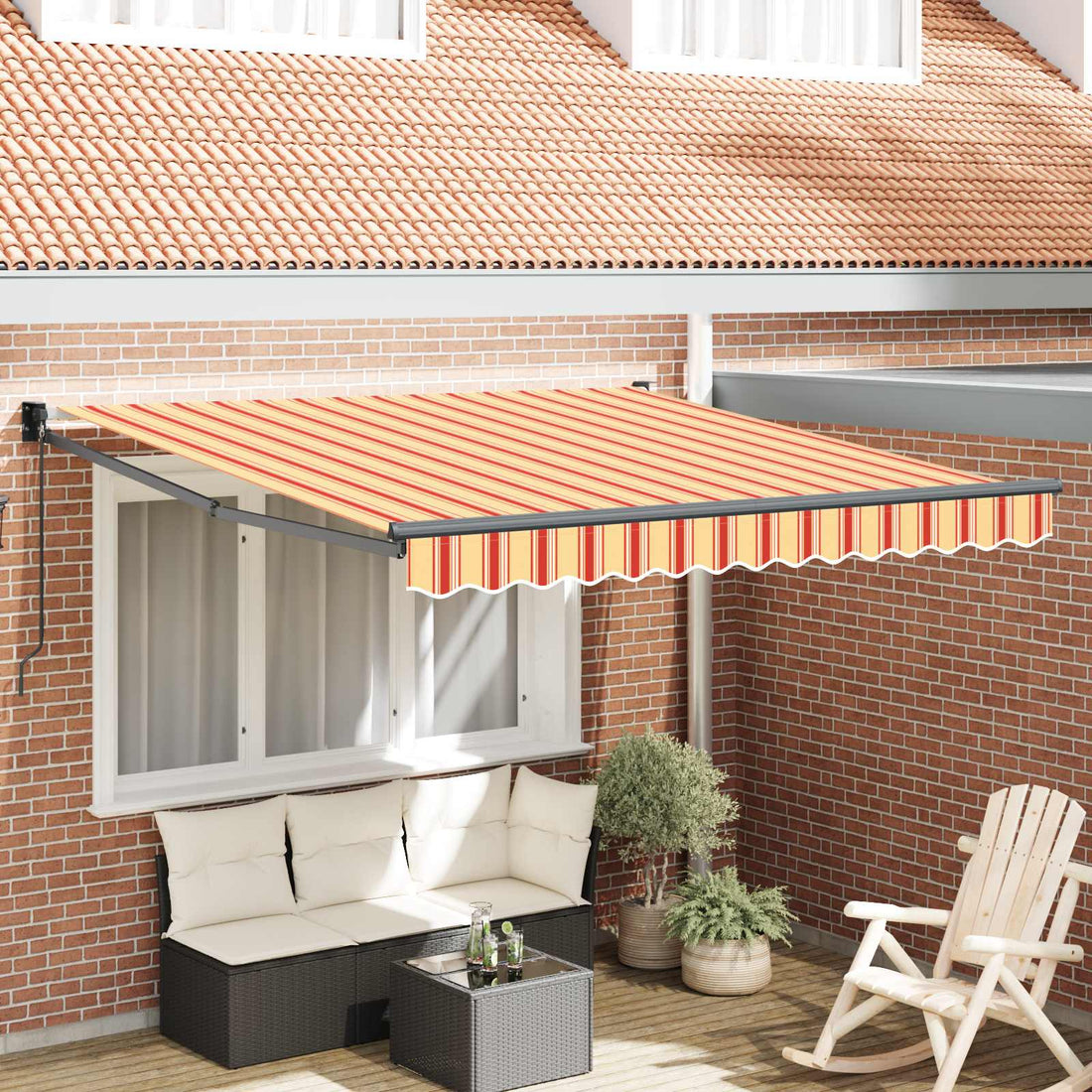 vidaXL Toldo retráctil Amarillo y Naranja 350 x 250 x 165 cm