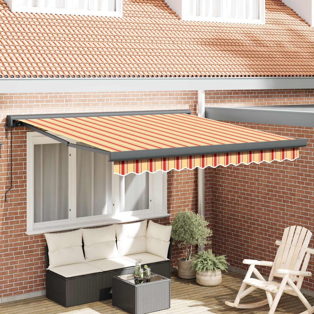 vidaXL Toldo retráctil Amarillo y Naranja 350 x 250 x 165 cm
