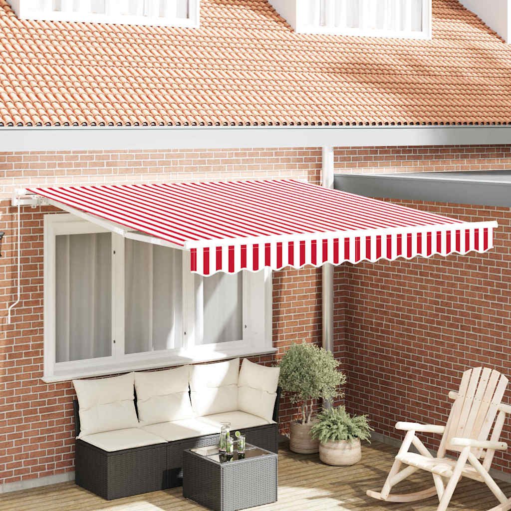 vidaXL Toldo retráctil Rojo 350 x 250 cm Poliéster y Aluminio