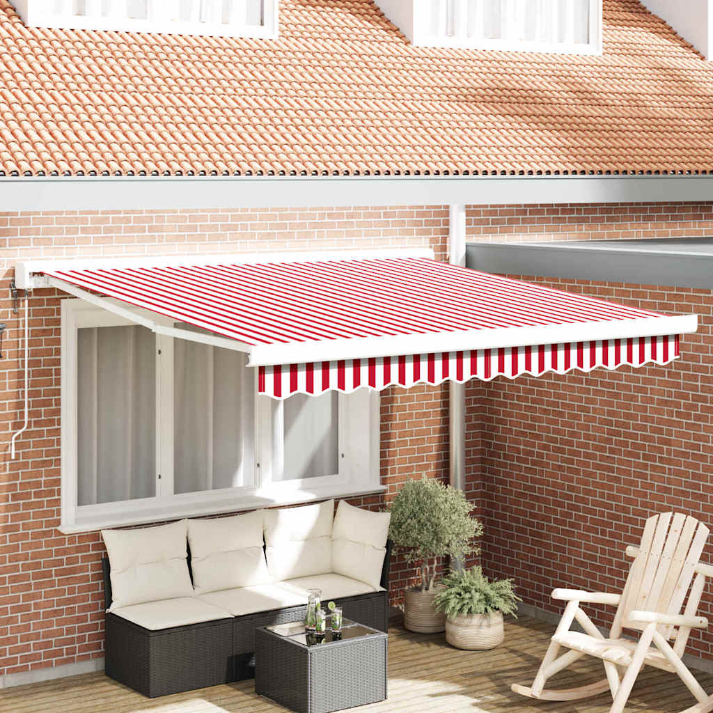 vidaXL Toldo retráctil Rojo y blanco 350 x 250 x 165 cm Tela y Metal