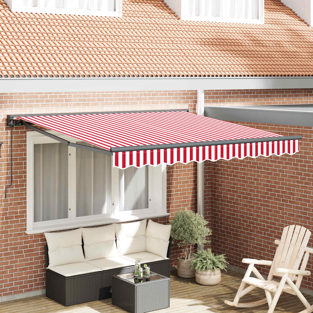 vidaXL Estructura del Toldo Rojo y blanco 350 x 250 cm