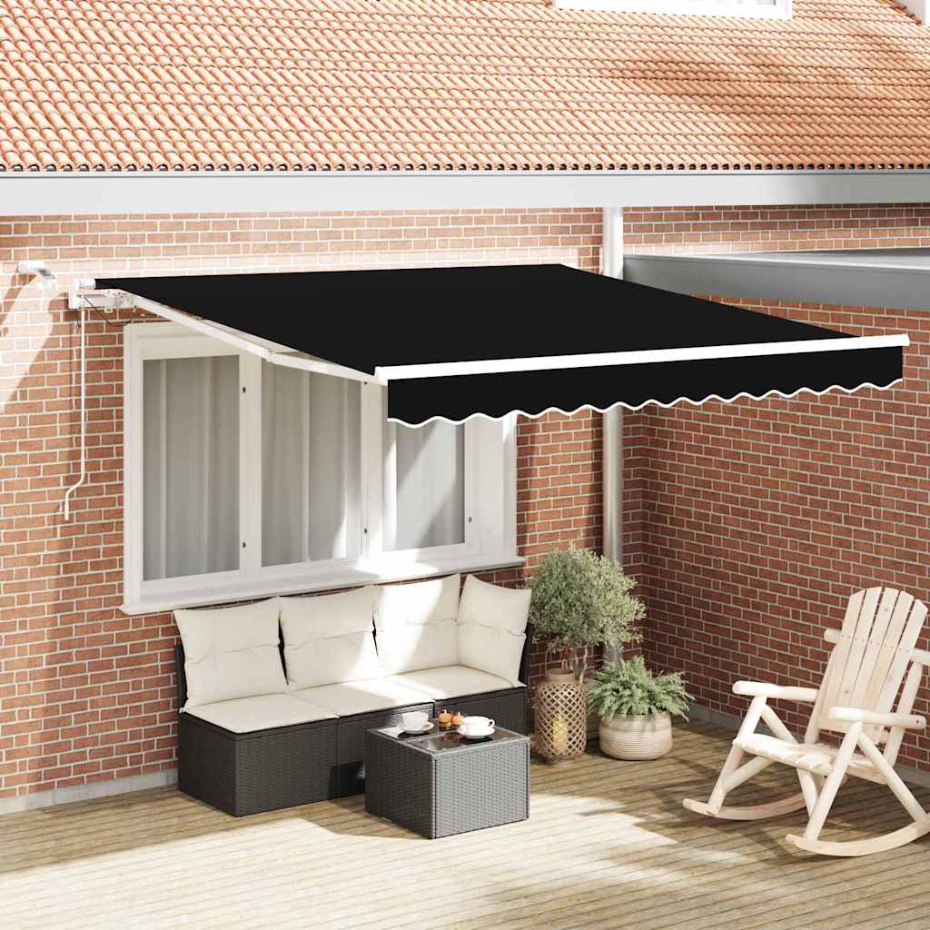 vidaXL Toldo retráctil Negro 350 x 250 cm Poliéster