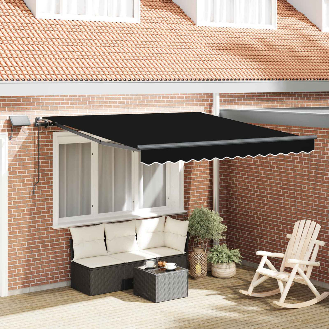 vidaXL Toldo retráctil Negro 350 x 250 cm Tela y Aluminio