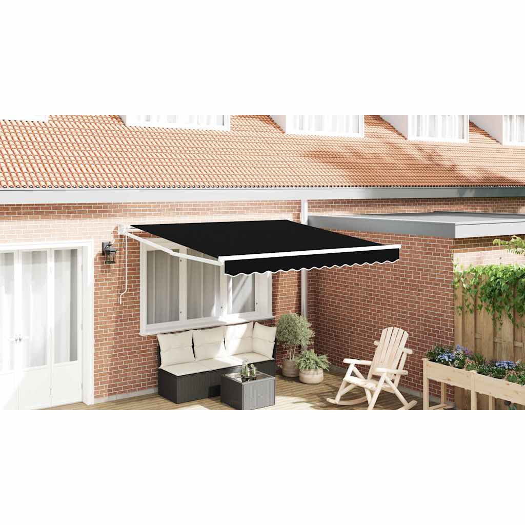vidaXL Toldo retráctil Negro 350 x 250 cm Poliéster y metal