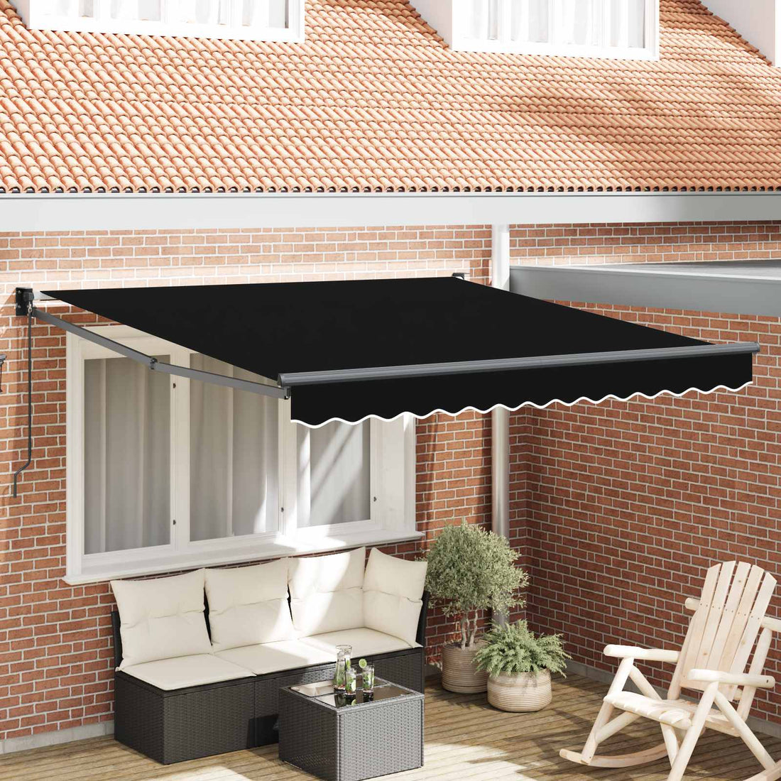 vidaXL Toldo retráctil Negro 350 x 250 cm 100% Poliéster y Aluminio