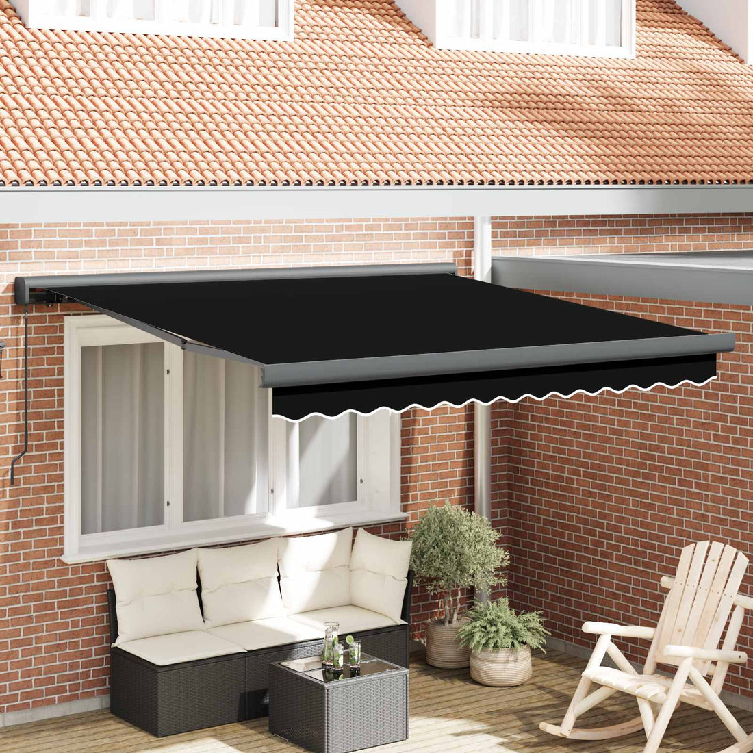 vidaXL Toldo retráctil Negro 350 x 250 cm Lona y Aluminio
