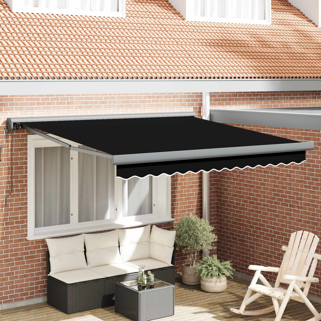 vidaXL Toldo retráctil Negro 350 x 250 x 165 cm Tela y Metal