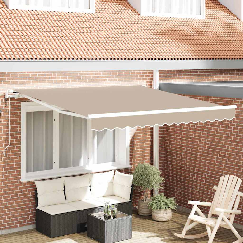 vidaXL Toldo retráctil Beige 350 x 250 cm Tela y Aluminio