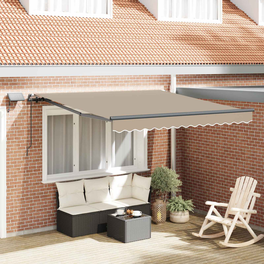 vidaXL Toldo retráctil Beige 350 x 250 cm Tela y Aluminio