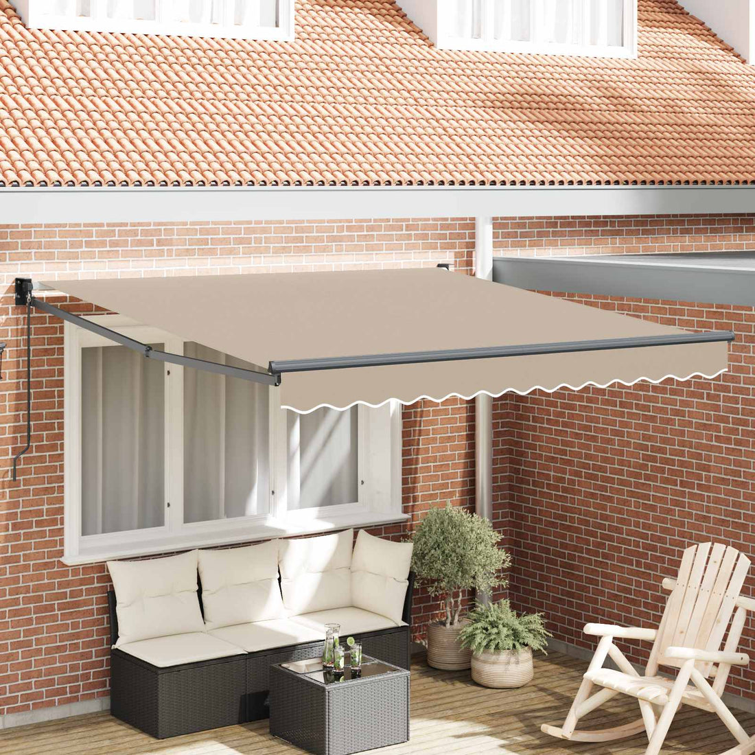 vidaXL Toldo retráctil Beige 350 x 250 cm 100% Poliéster y Aluminio