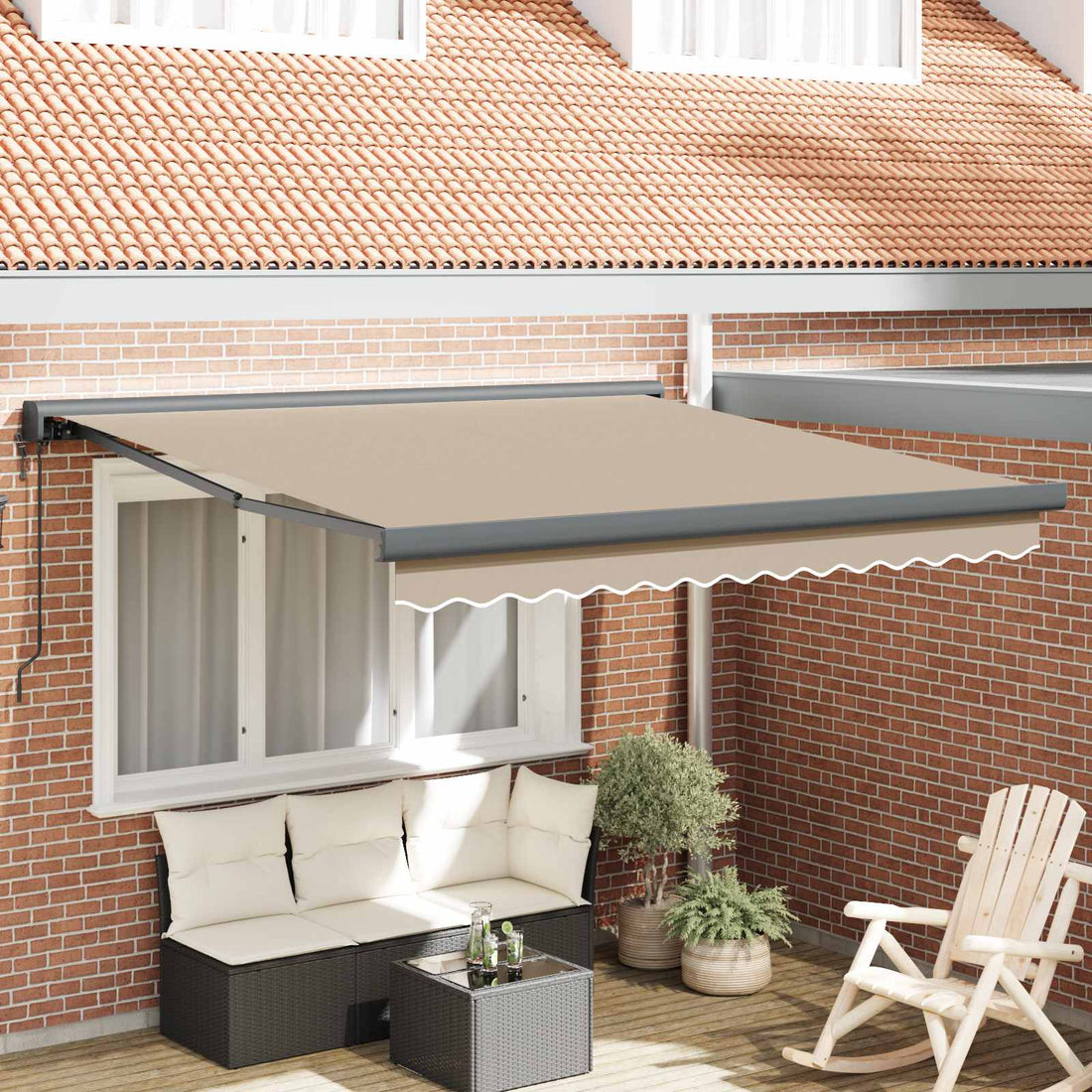 vidaXL Toldo retráctil Beige 350 x 250 cm Tela y Metal