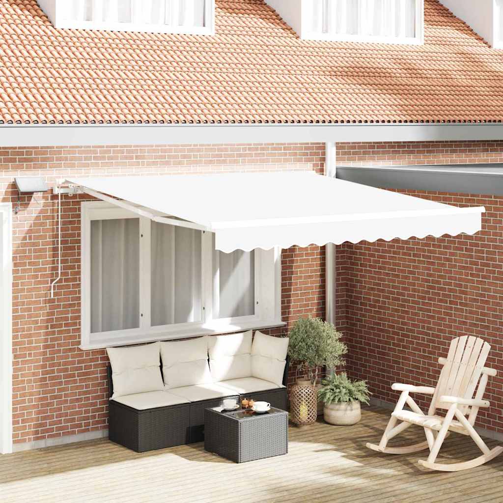 vidaXL Toldo retráctil Blanco 350 x 250 cm Tela y Aluminio