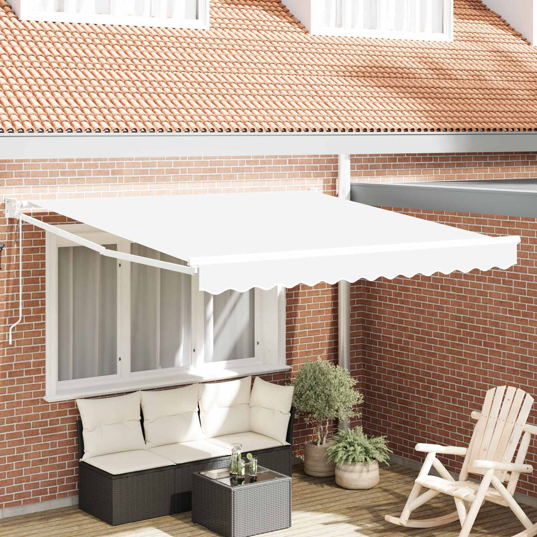 vidaXL Toldo retráctil Blanco 350 x 250 cm Poliéster y metal
