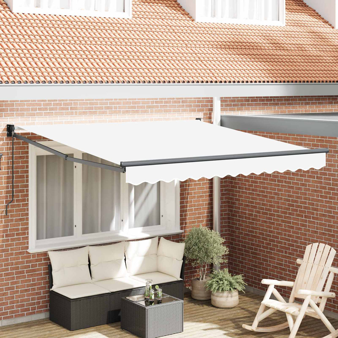 vidaXL Toldo retráctil Blanco 350 x 250 cm 100% Poliéster y Aluminio