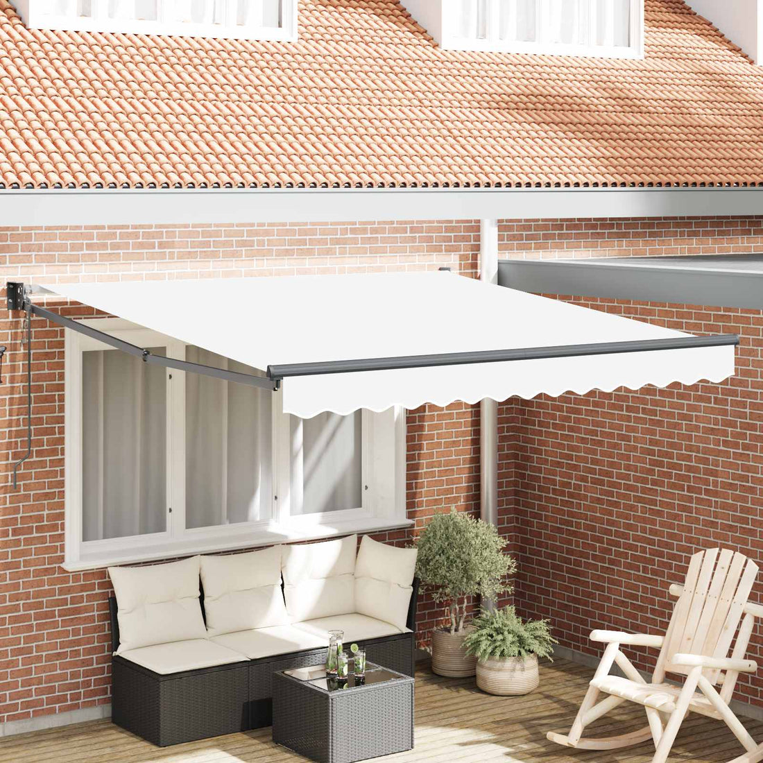 vidaXL Toldo retráctil Blanco 350 x 250 cm Poliéster y metal