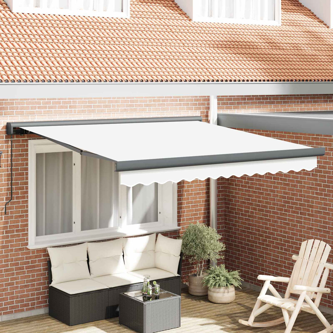 vidaXL Toldo retráctil Blanco 350 x 250 cm Lona y Aluminio