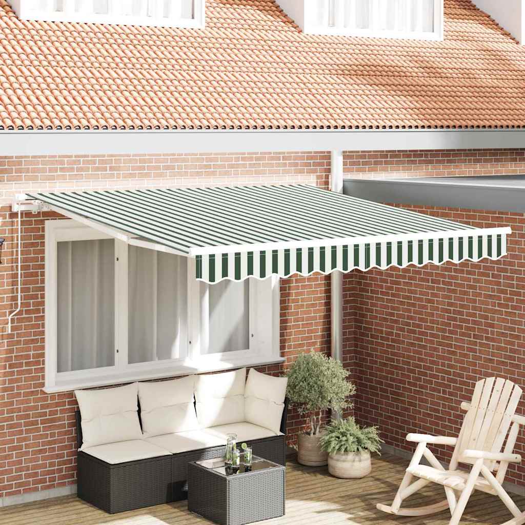 vidaXL Toldo retráctil Verde y blanco 350 x 250 cm