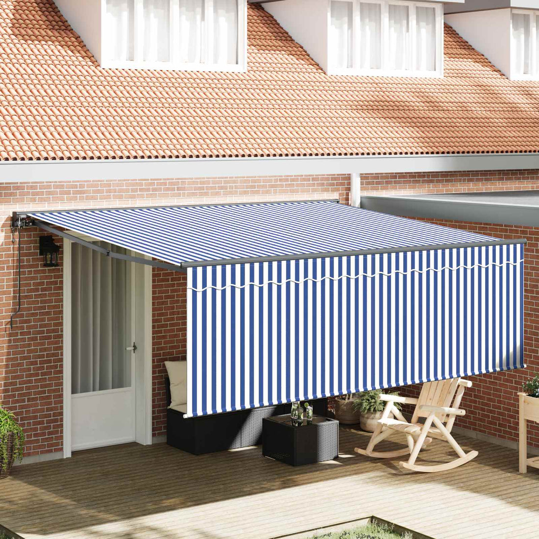 vidaXL Toldo retráctil Azul y 400 x 300 cm Poliéster y Aluminio