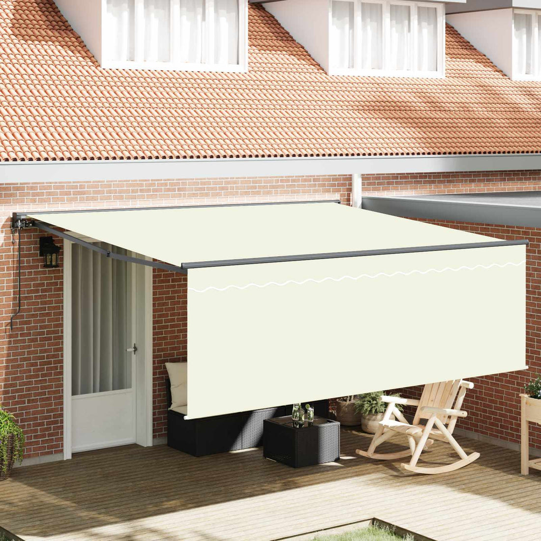 vidaXL Toldo retráctil Crema 400 x 300 cm Poliéster y Aluminio