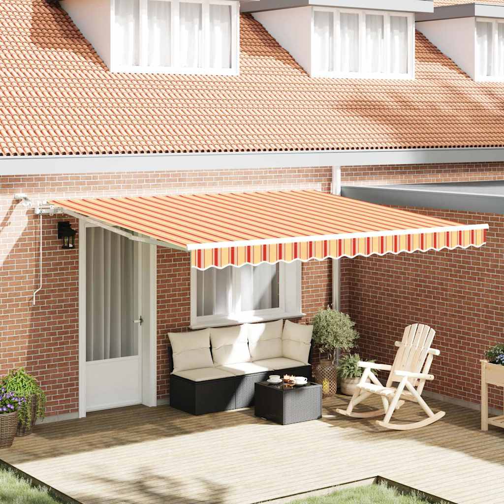 vidaXL Toldo retráctil Amarillo y Naranja 400 x 300 cm Poliéster